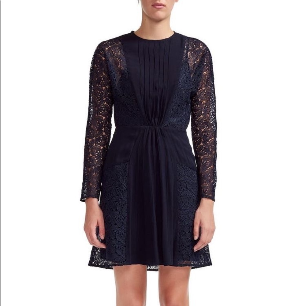Maje - Repine Crepe & Lace Dress - Navy